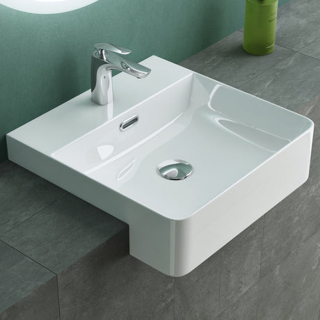 Lavabo Glasvilla da appoggio, lavabo rettangolare in ceramica, 1 foro per rubinetto, bianco Brüssel702