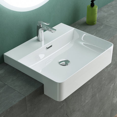 Lavabo Glasvilla da appoggio, lavabo rettangolare in ceramica, 1 foro per rubinetto, bianco Brüssel702