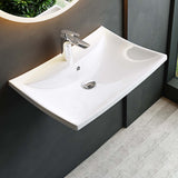 Lavabo Glasvilla, lavabo da appoggio, lavabo a parete, LTH: 60x44x18cm, bianco, in ceramica, con nanorivestimento incluso Brüssel709