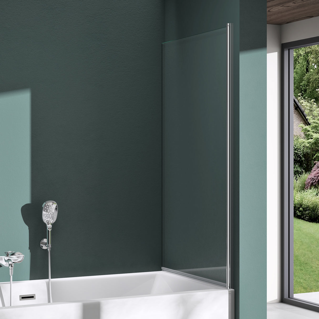 parete doccia glasvilla per vasca da bagno, parete per vasca da bagno, vetro di sicurezza con guarnizione NANO, divisorio per vasca da bagno, supporto per vasca 80x140cm Cortona201