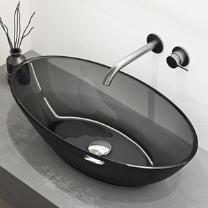 glasvilla Lavabo da Appoggio in Resina 63x34x17cm, Lavabo da Bagno Ovale senza Foro Rubinetto e Troppopieno, Coloria02