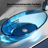 glasvilla Lavabo da Appoggio in Resina 63x34x17cm, Lavabo da Bagno Ovale senza Foro Rubinetto e Troppopieno, Coloria02