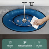 glasvilla Lavabo da Appoggio in Resina 63x34x17cm, Lavabo da Bagno Ovale senza Foro Rubinetto e Troppopieno, Coloria02