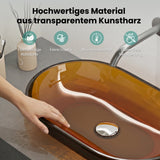 glasvilla Lavabo da Appoggio in Resina 54x34x10.5cm, Lavabo da Bagno Ovale senza Foro Rubinetto e Troppopieno, Coloria03