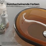 glasvilla Lavabo da Appoggio in Resina 54x34x10.5cm, Lavabo da Bagno Ovale senza Foro Rubinetto e Troppopieno, Coloria03