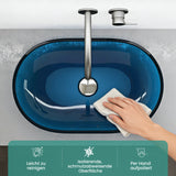 glasvilla Lavabo da Appoggio in Resina 54x34x10.5cm, Lavabo da Bagno Ovale senza Foro Rubinetto e Troppopieno, Coloria03