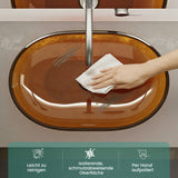glasvilla Lavabo da Appoggio in Resina 54x34x10.5cm, Lavabo da Bagno Ovale senza Foro Rubinetto e Troppopieno, Coloria03
