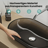 glasvilla Lavabo da Appoggio in Resina 54x34x10.5cm, Lavabo da Bagno Ovale senza Foro Rubinetto e Troppopieno, Coloria03