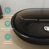 glasvilla Lavabo da Appoggio in Resina 54x34x10.5cm, Lavabo da Bagno Ovale senza Foro Rubinetto e Troppopieno, Coloria03