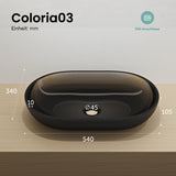 glasvilla Lavabo da Appoggio in Resina 54x34x10.5cm, Lavabo da Bagno Ovale senza Foro Rubinetto e Troppopieno, Coloria03