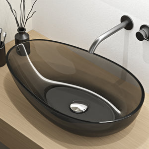 glasvilla Lavabo da Appoggio in Resina 60x36x14cm, Lavabo da Bagno Ovale Senza Foro Rubinetto e Troppopieno, Coloria04