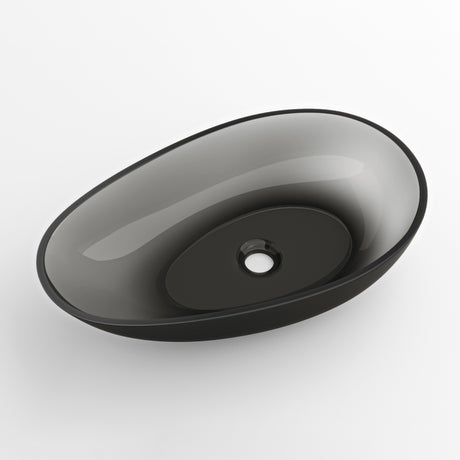 glasvilla Lavabo da Appoggio in Resina 60x36x14cm, Lavabo da Bagno Ovale Senza Foro Rubinetto e Troppopieno, Coloria04