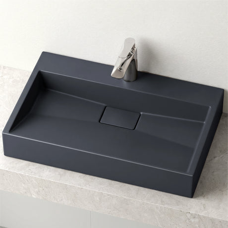 lavabo Glasvilla, lavabo à poser, lavabo suspendu, meuble vasque suspendu avec bonde, en fonte minérale, zone de vasque rectangulaire col19