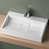 glasvilla Waschbecken Aufsatzwaschbecken Hängewaschbecken Hängewaschtisch inkl. Ablaufgarnitur Mineralguss Rechteckig Waschplatz col19