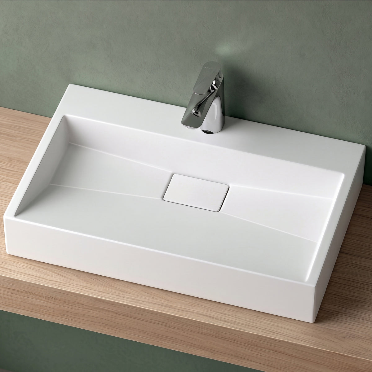 glasvilla Waschbecken Aufsatzwaschbecken Hängewaschbecken Hängewaschtisch inkl. Ablaufgarnitur Mineralguss Rechteckig Waschplatz col19