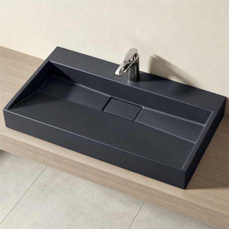 lavabo Glasvilla, lavabo à poser, lavabo suspendu, meuble vasque suspendu avec bonde, en fonte minérale, zone de vasque rectangulaire col19