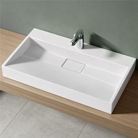 lavabo Glasvilla, lavabo à poser, lavabo suspendu, meuble vasque suspendu avec bonde, en fonte minérale, zone de vasque rectangulaire col19