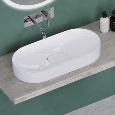 Lavandino da appoggio Glasvilla, lavabo da appoggio in ghisa minerale con rivestimento nano Colossum826