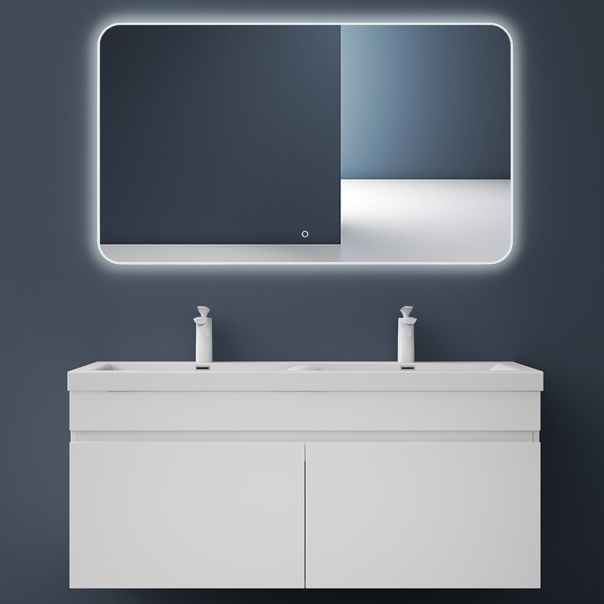 glasvilla Mobile Bagno Sospeso Mobili da Bagno con Lavabo da Marmo fuso, Botanica