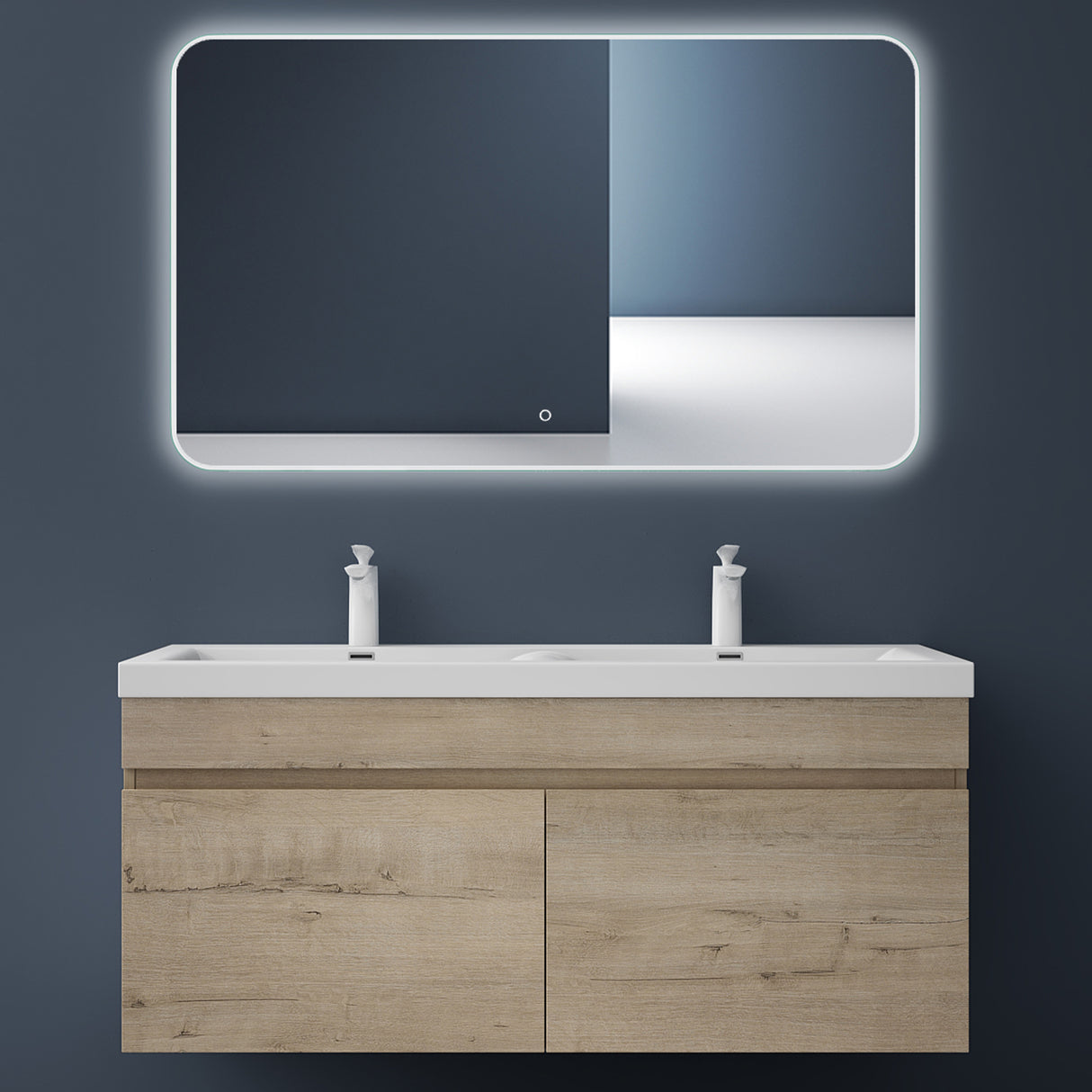 glasvilla Mobile Bagno Sospeso Mobili da Bagno con Lavabo da Marmo fuso, Botanica