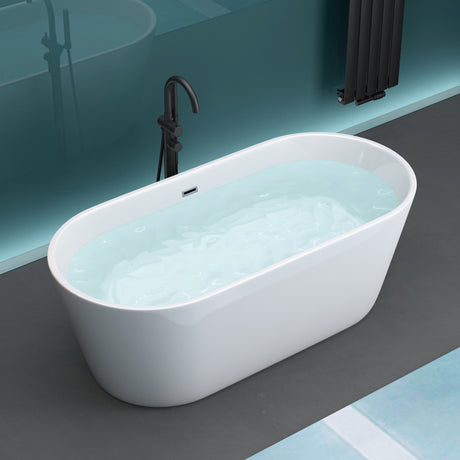 glasvilla Freistehende Badewanne Acryl Oval Acryl-Standbadewanne inkl. Pop Up Ablaufgarnitur Weiß