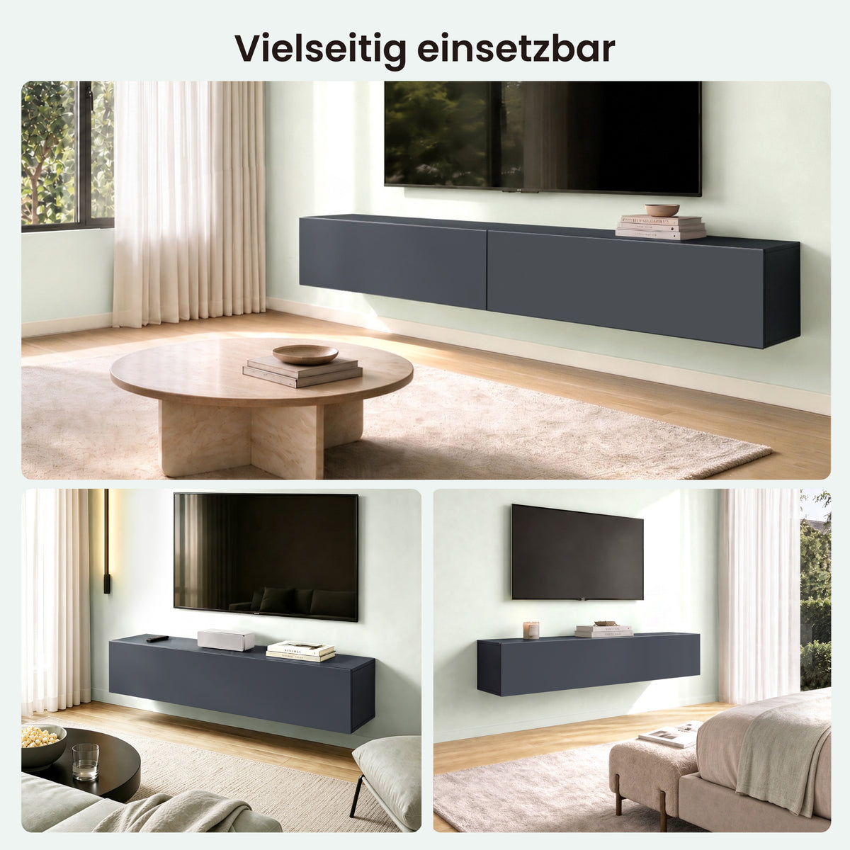 glasvilla Table TV Meuble TV Poignée Dissimulée avec Fermeture en Douceur Meuble Mural Bas pour Salon Fernsehschrank02