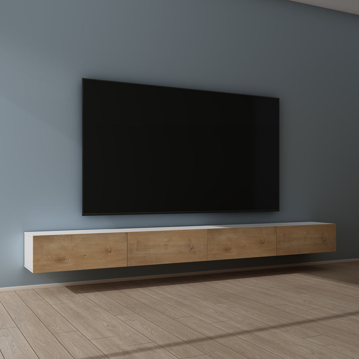 Glasvilla Design – Mueble TV suspendido con cierre suave y tirador oculto (Fernsehschrank02)