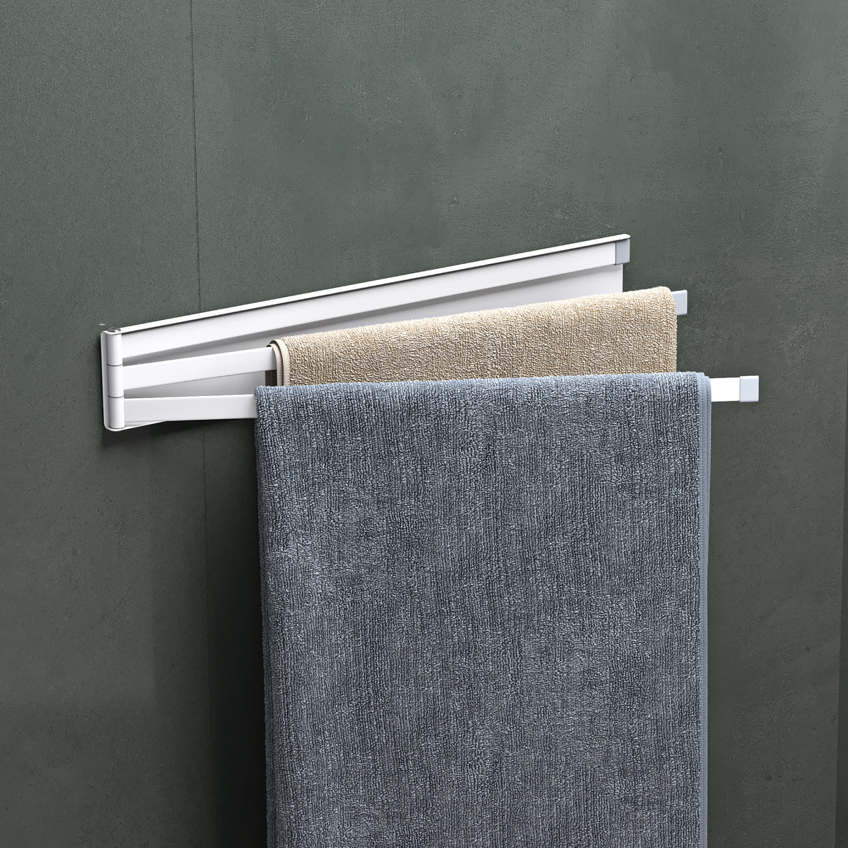 glasvilla Porta Asciugamani da Parete Portasciugamani con 3 Bracci Girevole a 180° Porta Asciugamani Adesivo da Parete per Bagno e Cucina Folda-02