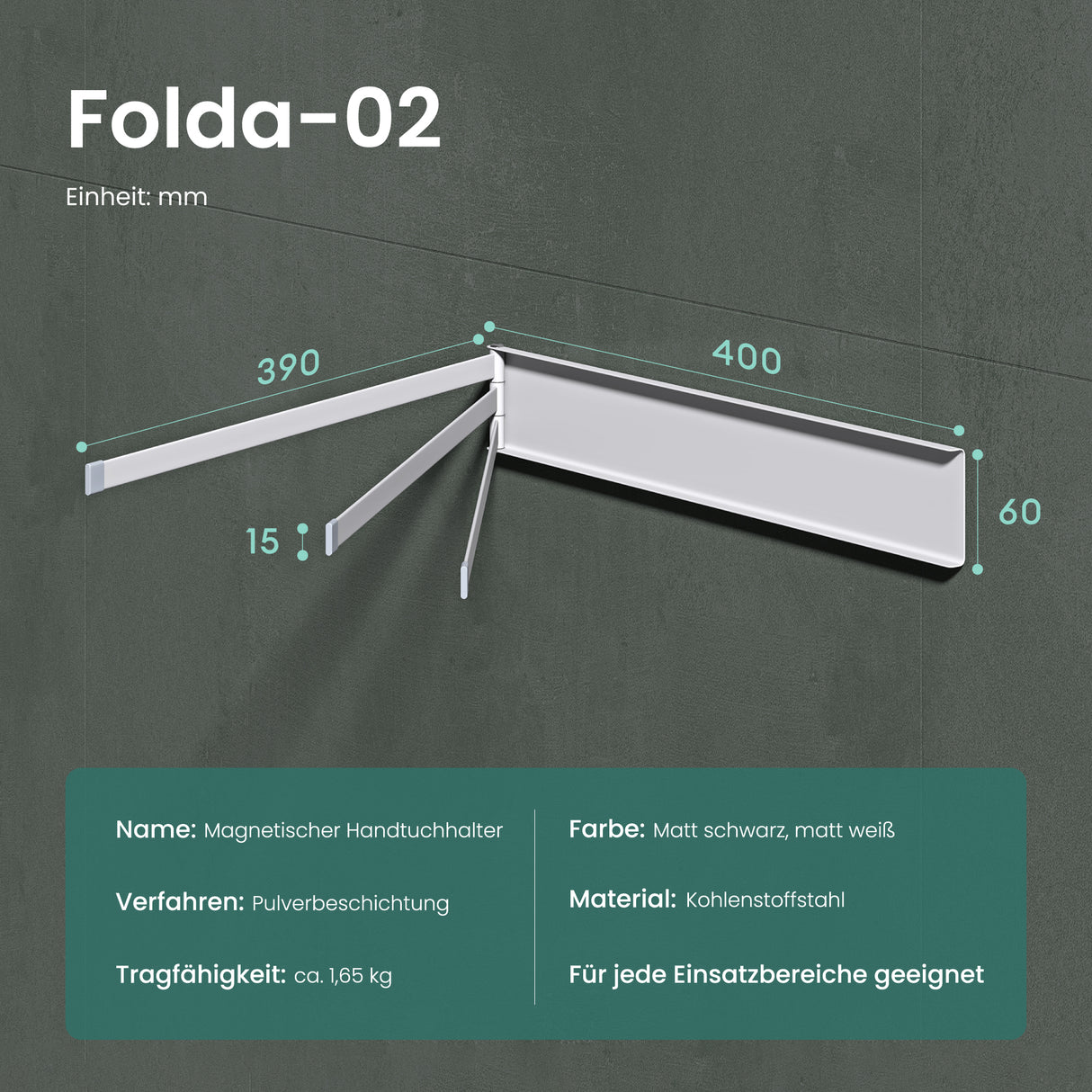 glasvilla Porta Asciugamani da Parete Portasciugamani con 3 Bracci Girevole a 180° Porta Asciugamani Adesivo da Parete per Bagno e Cucina Folda-02