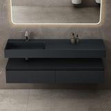 glasvilla Mobile Bagno Sospeso 150x48x25cm con Cassetti a Chiusura Soft-Close Mobile da Bagno con Lavabo da Marmo Fuso UP