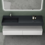 glasvilla Mobile Bagno Sospeso 150x48x25cm con Cassetti a Chiusura Soft-Close Mobile da Bagno con Lavabo da Marmo Fuso UP