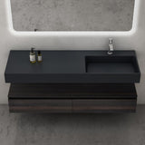 glasvilla Mobile Bagno Sospeso 150x48x25cm con Cassetti a Chiusura Soft-Close Mobile da Bagno con Lavabo da Marmo Fuso UP
