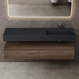 glasvilla Mobile Bagno Sospeso 150x48x25cm con Cassetti a Chiusura Soft-Close Mobile da Bagno con Lavabo da Marmo Fuso UP
