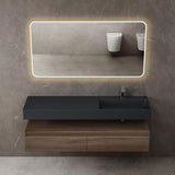 glasvilla Mobile Bagno Sospeso 150x48x25cm con Cassetti a Chiusura Soft-Close Mobile da Bagno con Lavabo da Marmo Fuso UP