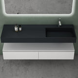 glasvilla Mobile Bagno Sospeso 150x48x25cm con Cassetti a Chiusura Soft-Close Mobile da Bagno con Lavabo da Marmo Fuso UP