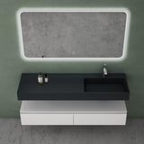 glasvilla Mobile Bagno Sospeso 150x48x25cm con Cassetti a Chiusura Soft-Close Mobile da Bagno con Lavabo da Marmo Fuso UP