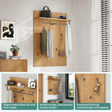 glasvilla Pannello Appendiabiti da Parete con Asta e 5 Appendiabiti, Mensola, Appendiabiti Guardaroba per Ingresso Corridoio, Gabo-01