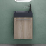 glasvilla Mobile Bagno Sospeso Include Lavabo da Minerale fuso Antracite opaco e Specchio LED Mobile da Bagno 46x26x63cm Pisa