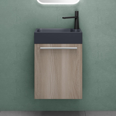 glasvilla Badmöbelset Badezimmermöbel Waschbeckenunterschrank inkl. Waschbecken Anthrazit matt und LED-Badspiegel BxTxH 46x26x63 cm Pisa