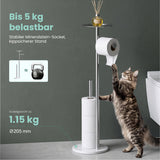 glasvilla Klopapierhalter Stehend, Toilettenpapierhalter  | Edelstahl, Klorollenhalter freistehend, Toilettenpapier Aufbewahrung für 4 Rollen, ohne Bohren, für Badezimmer & WC Lino-06
