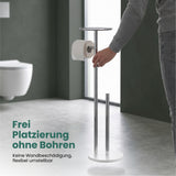 glasvilla Klopapierhalter Stehend, Toilettenpapierhalter  | Edelstahl, Klorollenhalter freistehend, Toilettenpapier Aufbewahrung für 4 Rollen, ohne Bohren, für Badezimmer & WC Lino-06