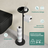 glasvilla Klopapierhalter Stehend, Toilettenpapierhalter  | Edelstahl, Klorollenhalter freistehend, Toilettenpapier Aufbewahrung für 4 Rollen, ohne Bohren, für Badezimmer & WC Lino-06