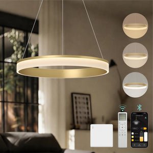 glasvilla Lampadario a Sospensione, Lampada 3000-6000K con Filo 110 CM, Altezza Regolabile, Lampada da Soffitto a Sospensione per Camera da Letto e Soggiorno, Luvina02