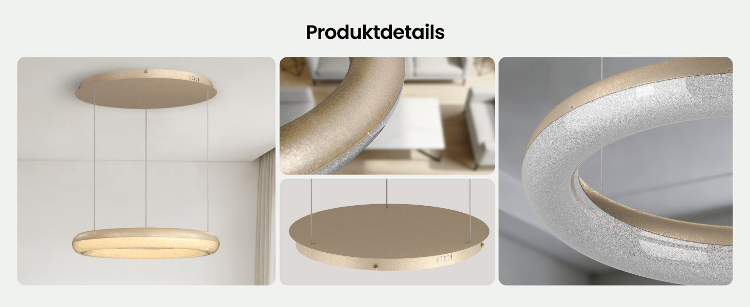 glasvilla Lampadario Sospensione, Lampada 3000-6000K con Filo 170 CM, Altezza Regolabile, Lampada da Soffitto a Sospensione per Camera da Letto, Cucina e Soggiorno, Luvina03