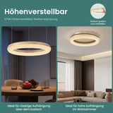 glasvilla Lampadario Sospensione, Lampada 3000-6000K con Filo 170 CM, Altezza Regolabile, Lampada da Soffitto a Sospensione per Camera da Letto, Cucina e Soggiorno, Luvina03