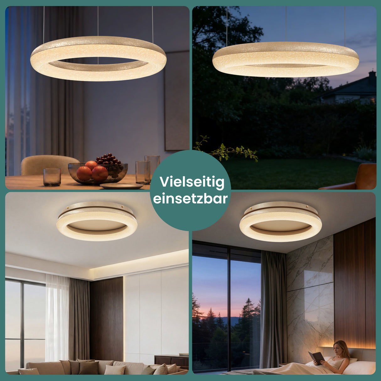 glasvilla Lampadario Sospensione, Lampada 3000-6000K con Filo 170 CM, Altezza Regolabile, Lampada da Soffitto a Sospensione per Camera da Letto, Cucina e Soggiorno, Luvina03