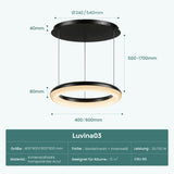 glasvilla Lampadario Sospensione, Lampada 3000-6000K con Filo 170 CM, Altezza Regolabile, Lampada da Soffitto a Sospensione per Camera da Letto, Cucina e Soggiorno, Luvina03