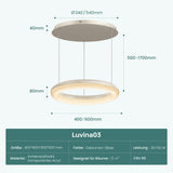 glasvilla Lampadario Sospensione, Lampada 3000-6000K con Filo 170 CM, Altezza Regolabile, Lampada da Soffitto a Sospensione per Camera da Letto, Cucina e Soggiorno, Luvina03