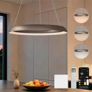 glasvilla Lampadario Sospensione, Lampada 3000-6000K con Filo 110 CM, Altezza Regolabile, Lampada da Soffitto a Sospensione per Camera da Letto, Cucina e Soggiorno, Luvina04