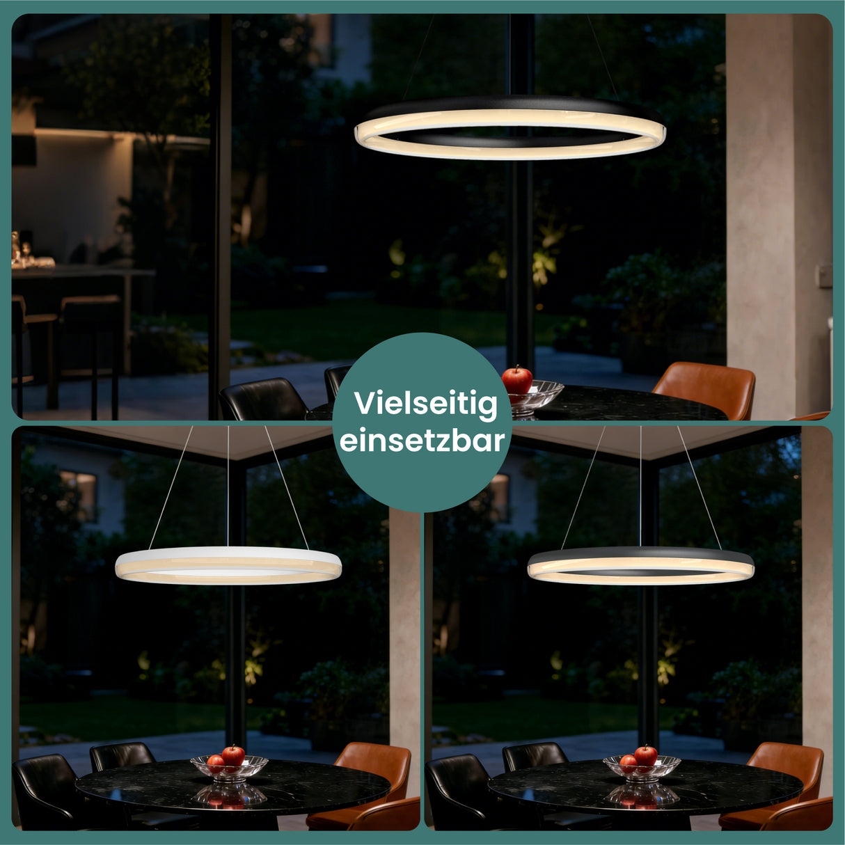 glasvilla Mai & Mai Pendelleuchte Esstisch, LED Moderne Hängelampe, stufenlos dimmbar 3000K–6000K, höhenverstellbare Design Esstischlampe mit Fernbedienung & Wandschalter, Luvina05